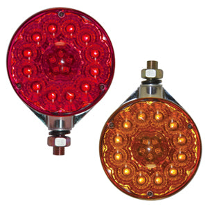 Amber/Red 34 diode LED round turn signal pedestal light