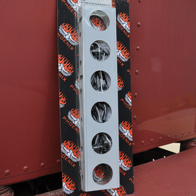 Peterbilt 379/389 stainless steel front air cleaner brackets w/6 round 2" light holes ONLY - PAIR