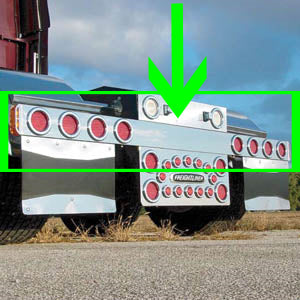 1 piece stainless steel rear mudflap hanger bar w/8 round 4" light holes