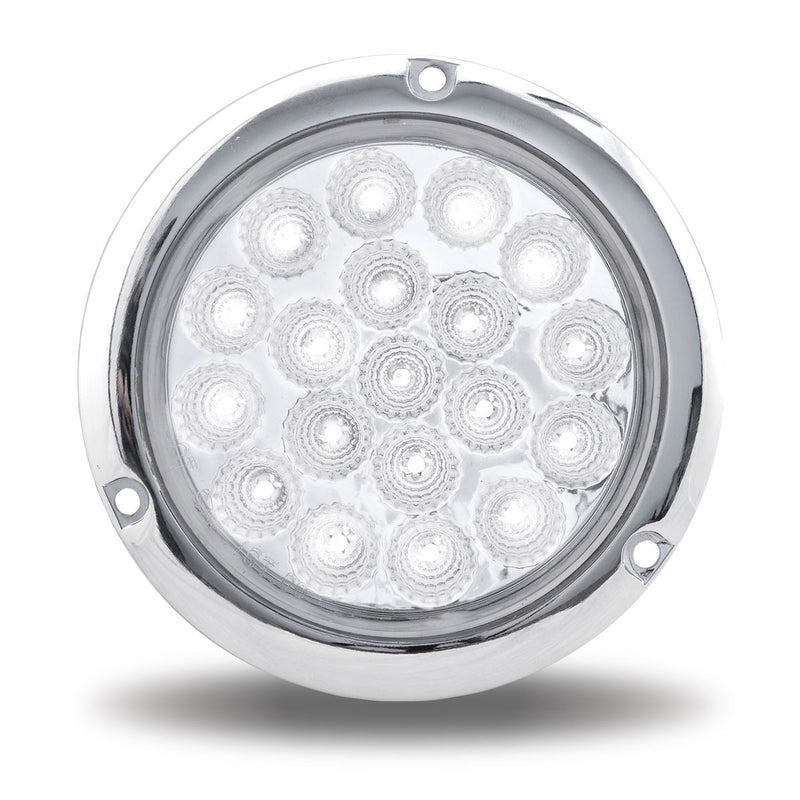 Dual Revolution Red/White 4" round 19 diode LED turn signal/backup light w/flange