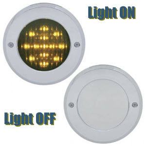 2.5" round chrome plastic light bezel w/shine-through mirror coating