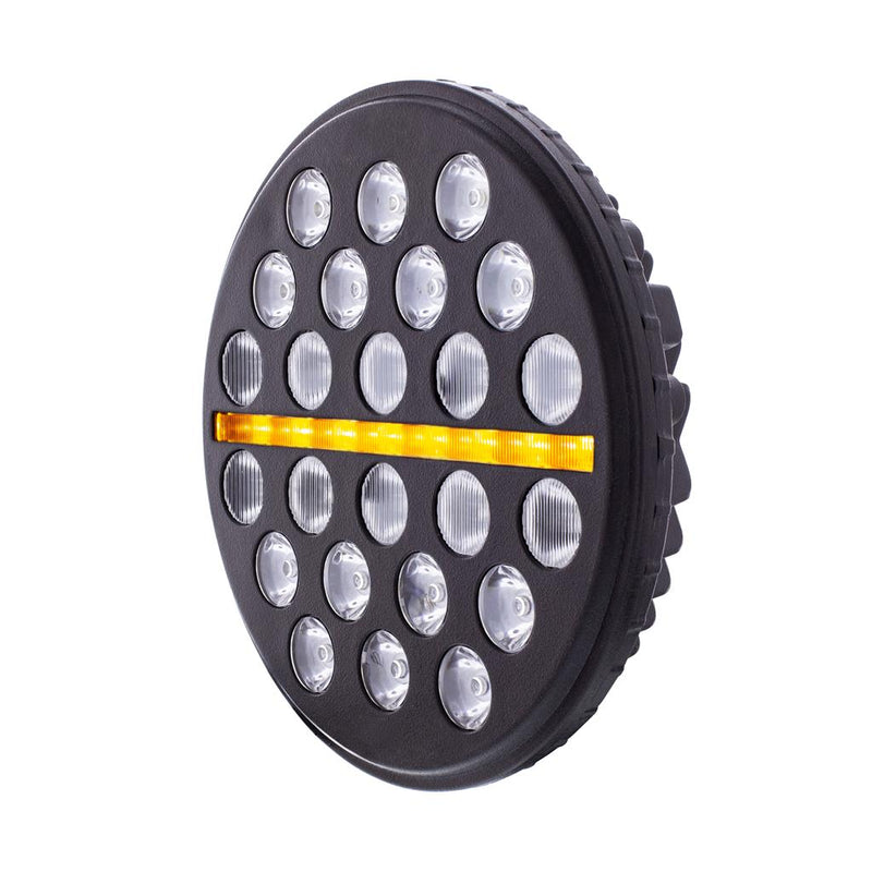 7" Diameter LED headlight with 24 high-powered diodes, dual amber/white LED position light - SINGLE