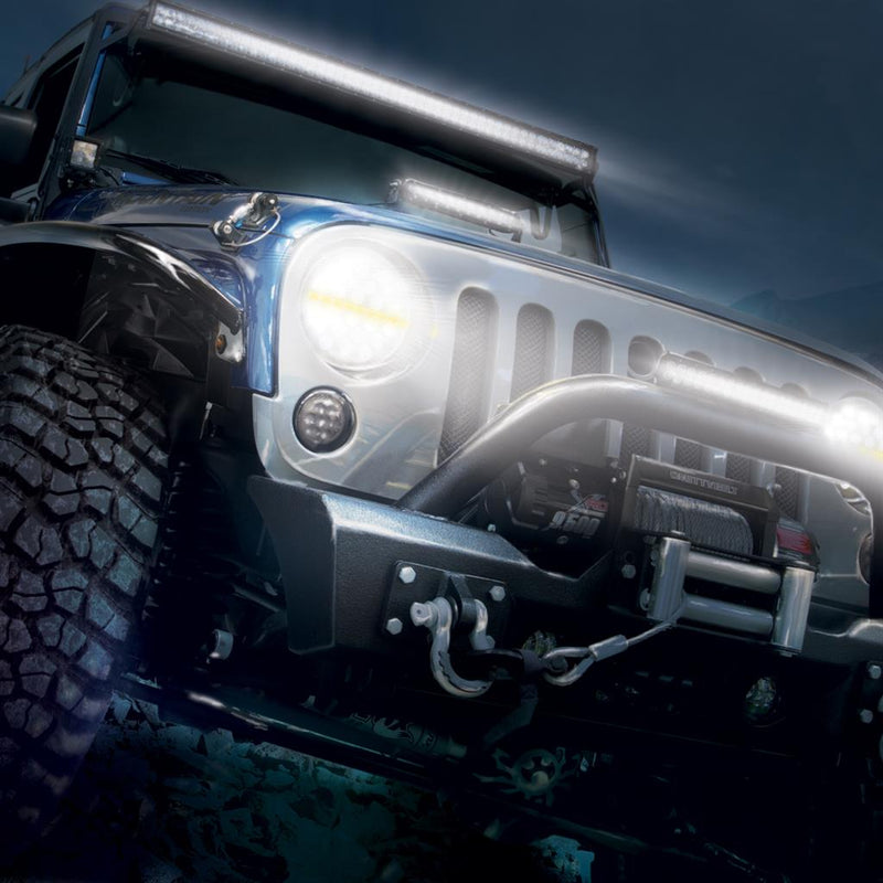 7" Diameter LED headlight with 24 high-powered diodes, dual amber/white LED position light - SINGLE