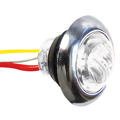 Dual Revolution Amber/Blue 1" mini button LED marker light - CLEAR lens