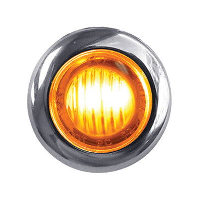 Dual Revolution Amber/Blue 1" mini button LED marker light - CLEAR lens