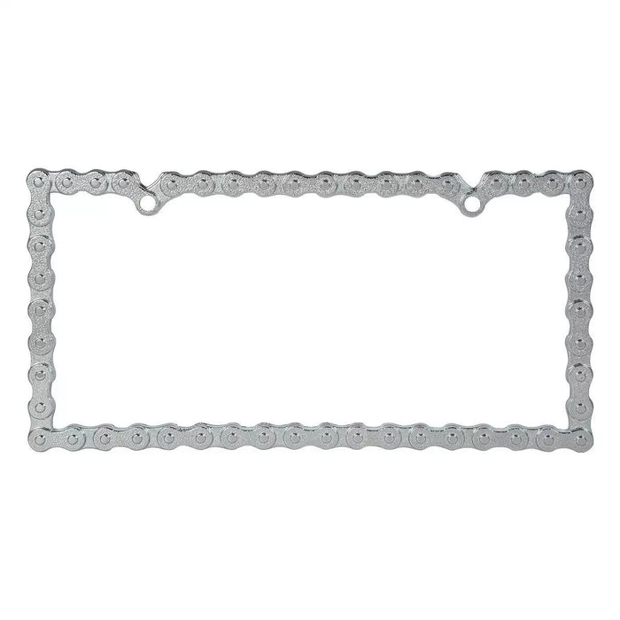 Chrome steel bike chain license plate frame - 2 mounting holes