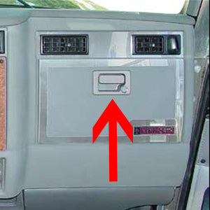 Kenworth 2002-2004 stainless steel glove box latch trim ONLY - 2 piece kit