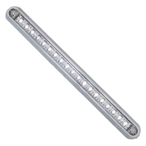 12" long 19 diode LED marker light bar w/chrome base - White