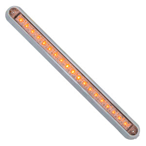 12" long 19 diode LED marker light bar w/chrome base - Amber - CLEAR Lens