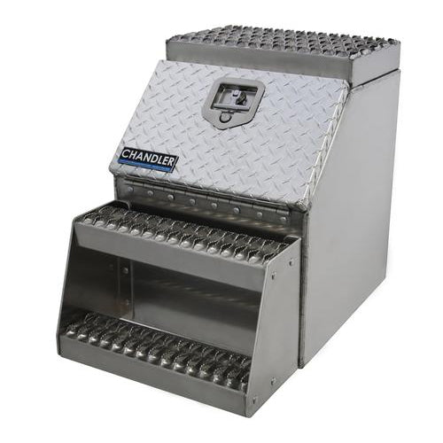 24" (H) x 28" (D) x 18" (L) aluminum step saddle box / frame mount tool box/step