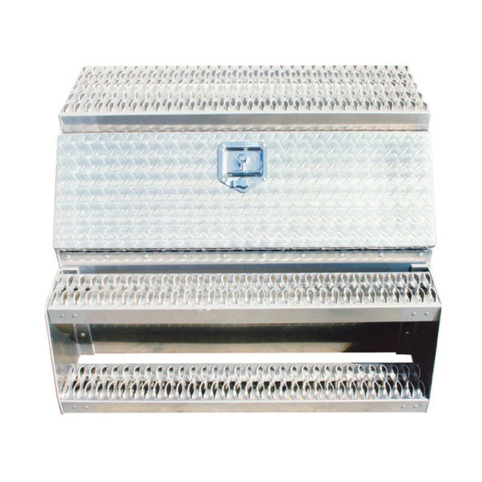 24" (H) x 28" (D) x 18" (L) aluminum step saddle box / frame mount tool box/step