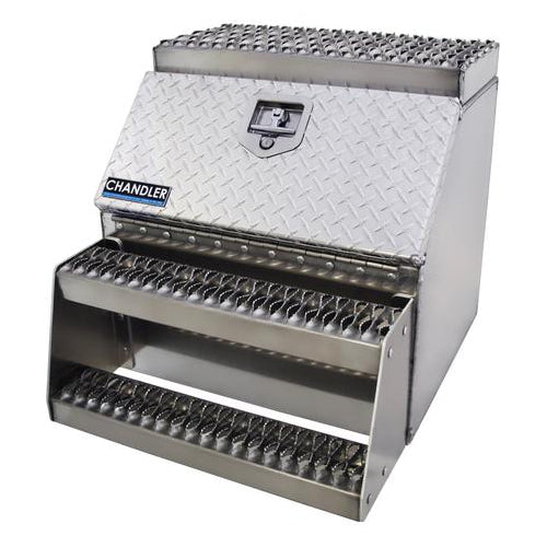 24" (H) x 28" (D) x 24" (L) aluminum step saddle box / frame mount tool box/step