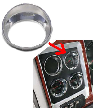 Kenworth W900/T660 chrome plastic push-in small gauge bezel w/visor