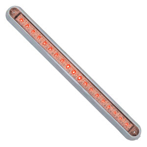 12" long 19 diode LED marker light bar w/chrome base - Red - CLEAR lens