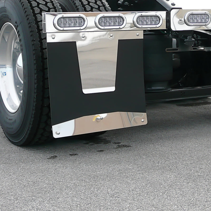 24" stainless steel mudflap weights w/bolt-through holes, backs - PAIR