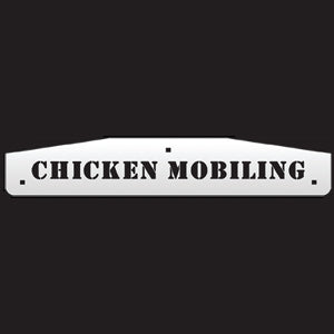 24" stainless steel cutout mudflap weights w/backs - PAIR - "Chicken Mobiling"