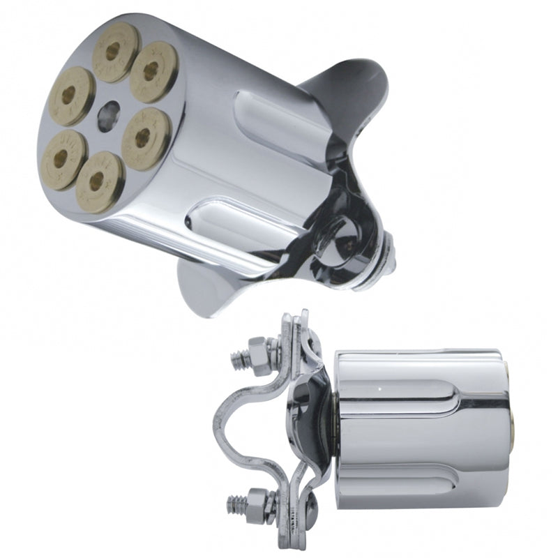 Chrome aluminum gun barrel steering wheel spinner knob