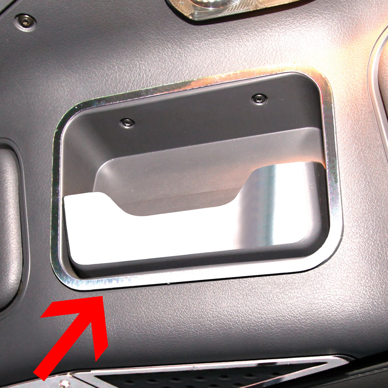 Freightliner Cascadia stainless steel sunglasses holder surround