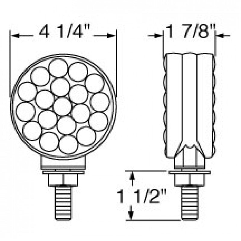 Amber/amber 21 diode LED double-face pedestal turn signal light - CLEAR lens