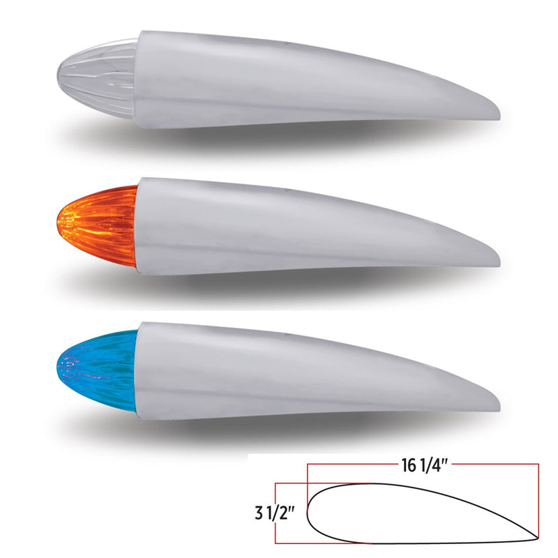 Dual Revolution Amber/Blue 19 diode Grakon 1000-style LED torpedo cab light w/chrome housing - CLEAR lens