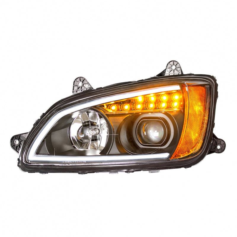 Kenworth T660 2008-2017 "Blackout" projection-style headlight w/LED turn signal