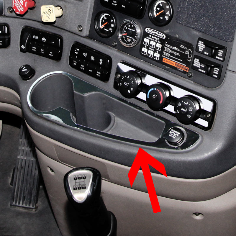 Freightliner Cascadia stainless steel cup holder panel surround