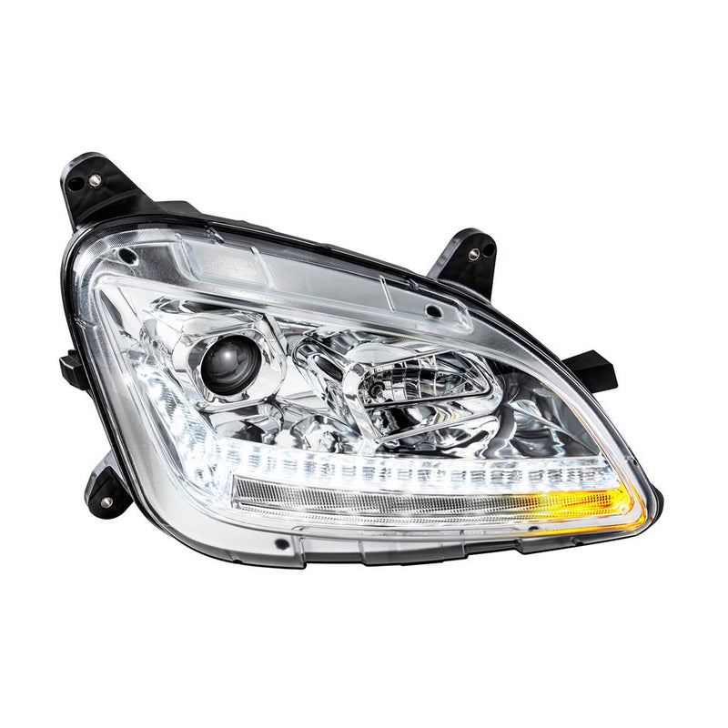Peterbilt 579 projection-style halogen headlight assembly w/sequential LED turn signal - SINGLE