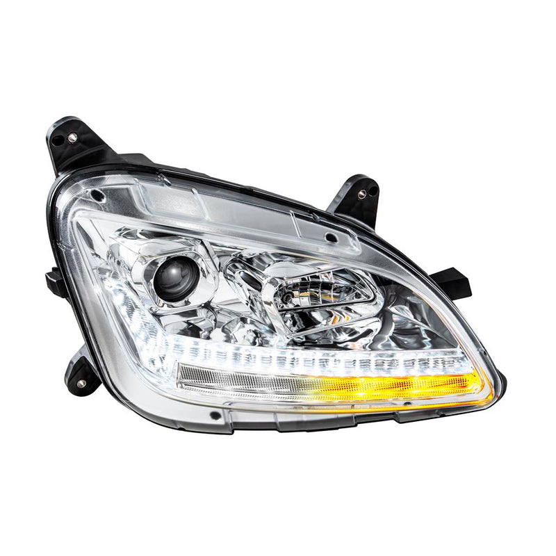 Peterbilt 579 projection-style halogen headlight assembly w/sequential LED turn signal - SINGLE