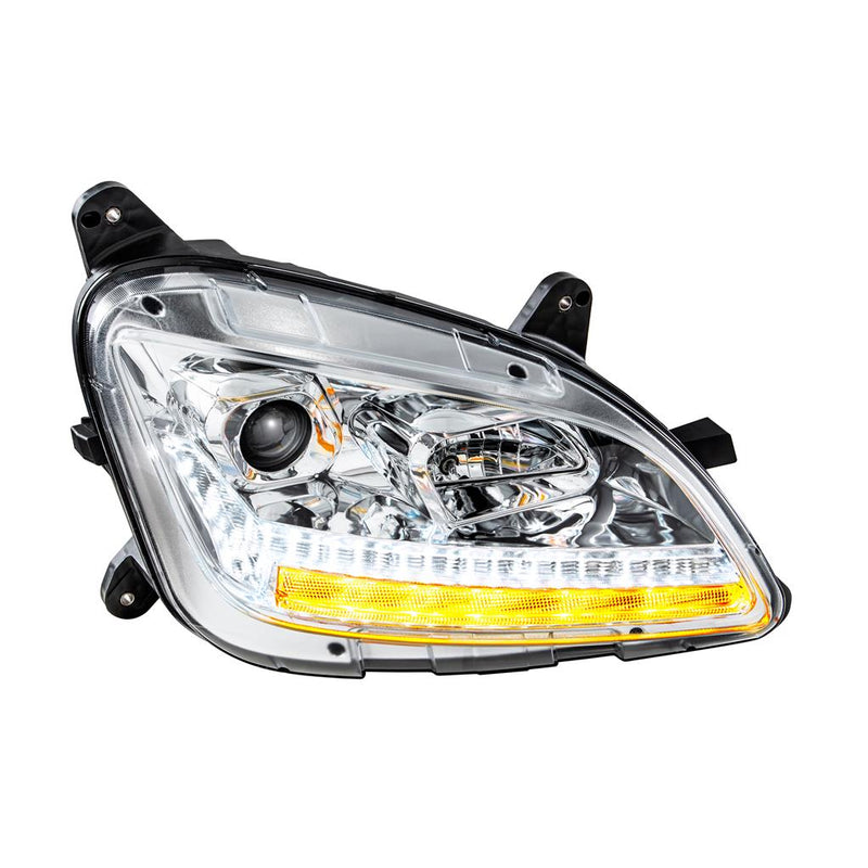 Peterbilt 579 projection-style halogen headlight assembly w/sequential LED turn signal - SINGLE