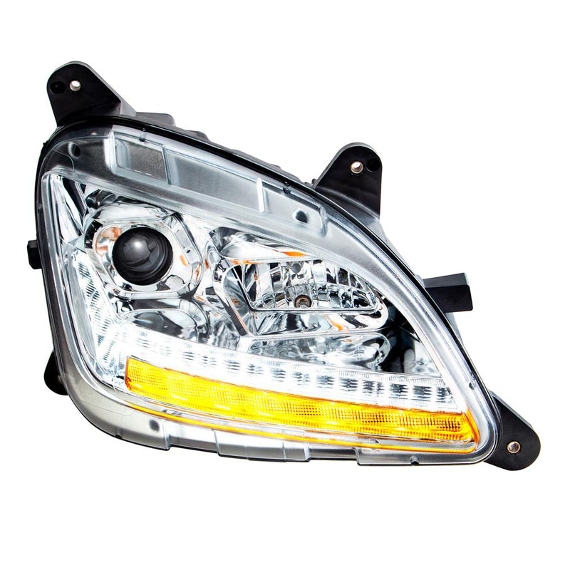 Peterbilt 579 projection-style halogen headlight assembly w/sequential LED turn signal - SINGLE