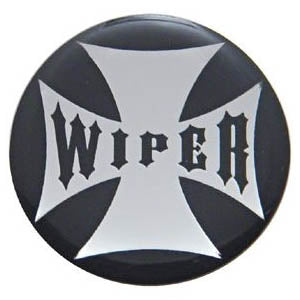 "Wiper" iron cross glossy sticker for small chrome knobs