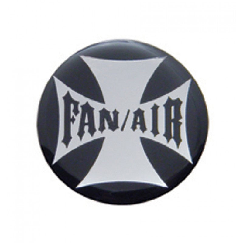 "Fan/Air" iron cross glossy sticker for small chrome knobs