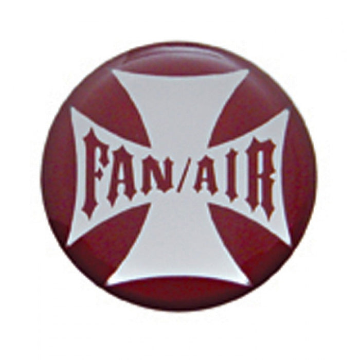 "Fan/Air" iron cross glossy sticker for small chrome knobs