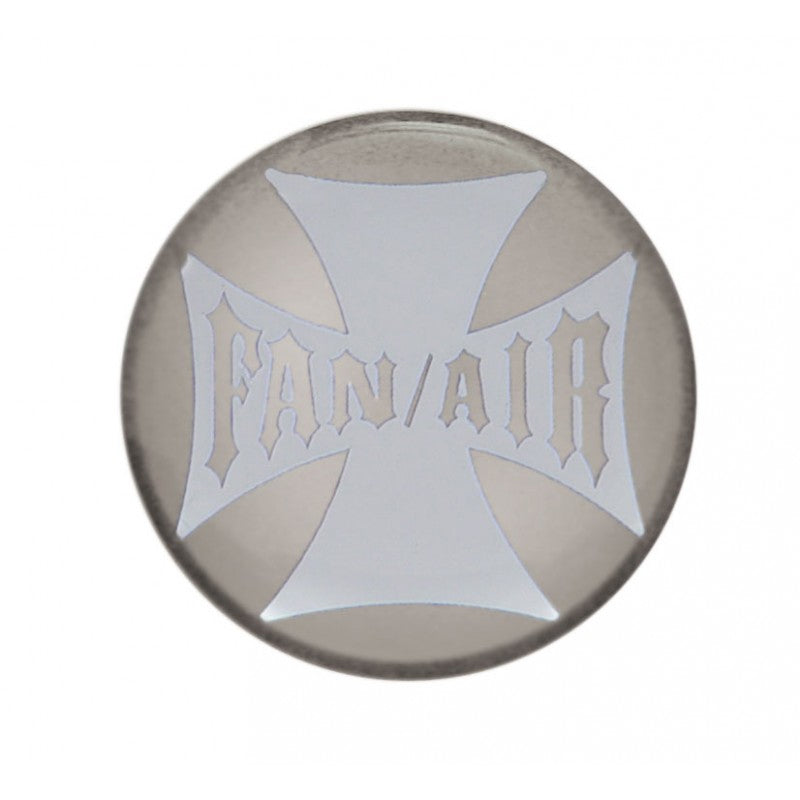 "Fan/Air" iron cross glossy sticker for small chrome knobs
