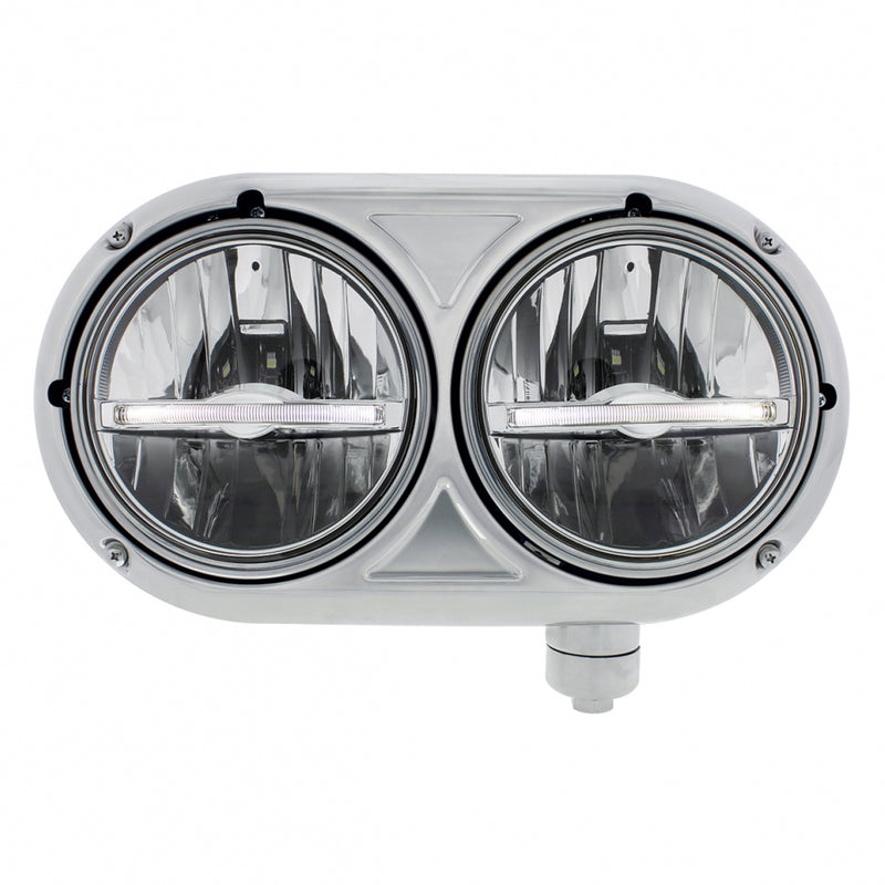 Peterbilt 359-style stainless steel dual 5.75" LED headlight assembly