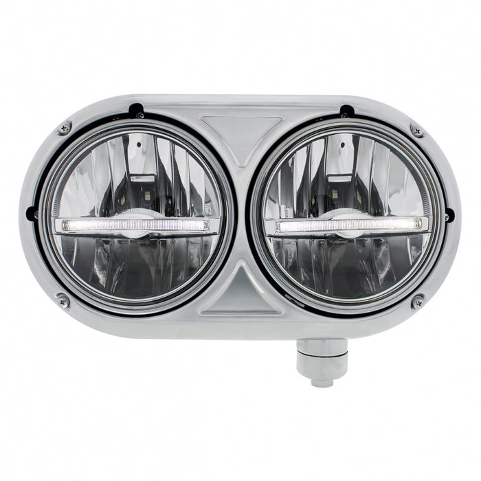 Peterbilt 359-style stainless steel dual 5.75" LED headlight assembly