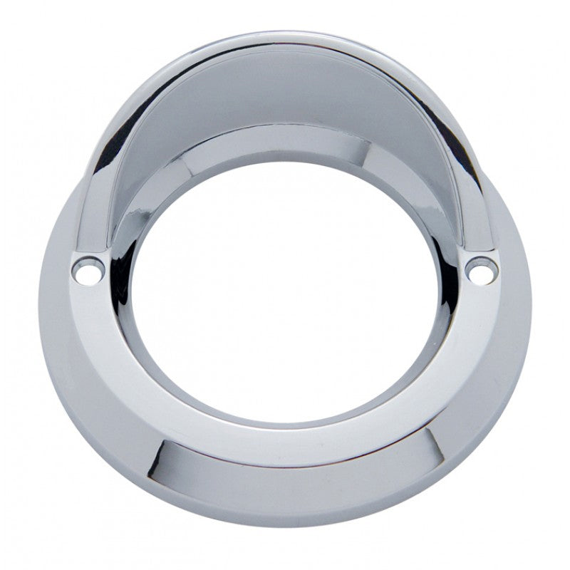 2" round chrome plastic grommet cover w/visor - beveled edge