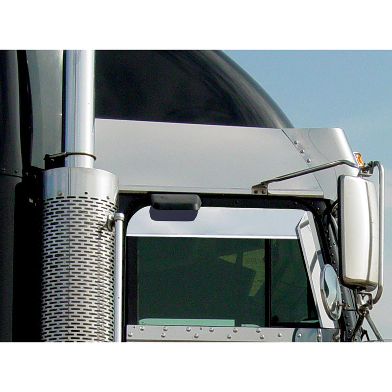 Freightliner Classic/FLD 5" stainless steel "chopped look" top of door trims for trucks with cab mounted mirrors