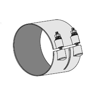 Bracketless / butt joint 6" diameter chrome exhaust wide band clamp
