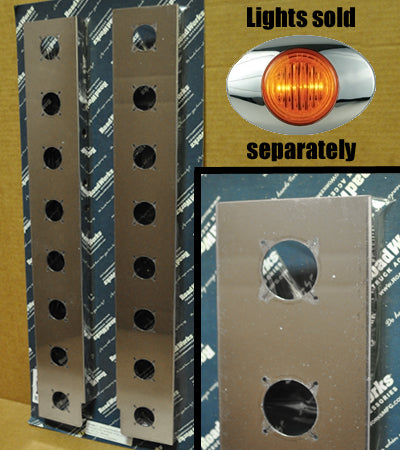 Peterbilt 1988-2005 15" front air cleaner brackets w/16 Panelite M3 light holes - PAIR
