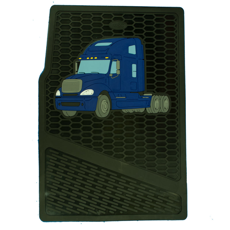 Freightliner Columbia blue and black rubber floor mat set
