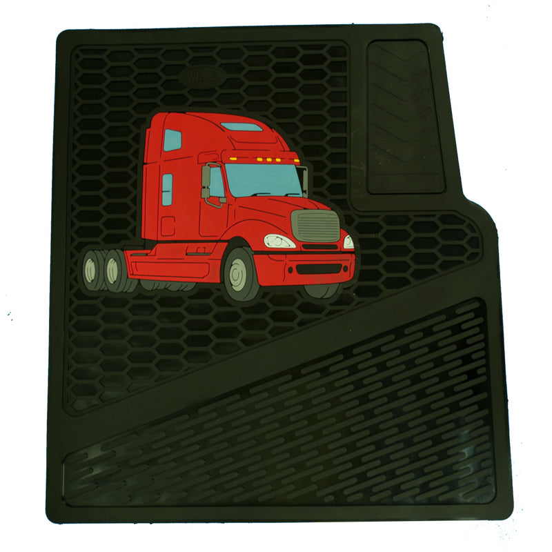 Freightliner Columbia red and black rubber floor mat set