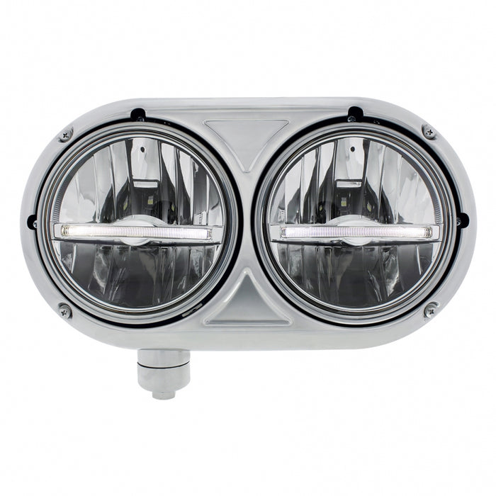 Peterbilt 359-style stainless steel dual 5.75" LED headlight assembly