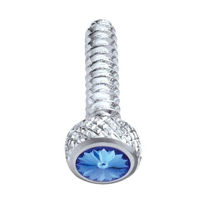 Freightliner short chrome dash screw with jewel - Blue