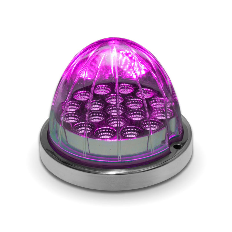 Dual Revolution Amber/Purple 19 diode watermelon-style LED turn signal/auxiliary light w/reflector cup and lock ring - CLEAR lens