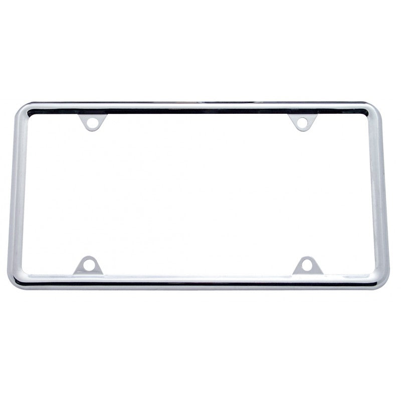 Chrome metal license plate frame w/plain design