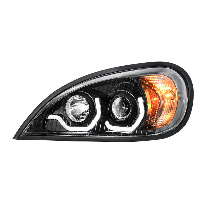 Freightliner Columbia Blackout projection-style headlight w/LED position bar