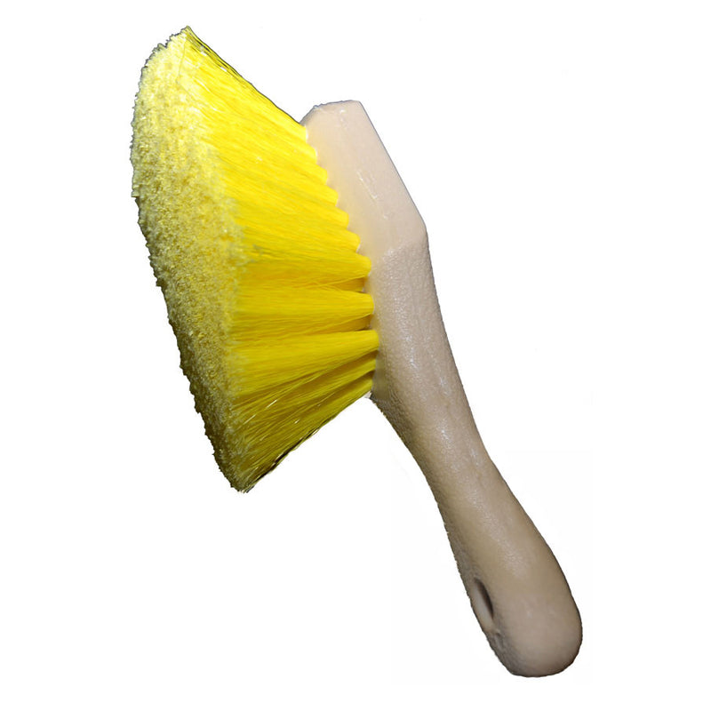 Fender scrub brush with 8" plastic handle