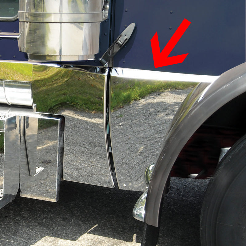 Peterbilt 389 stainless steel deluxe hood extension - PAIR