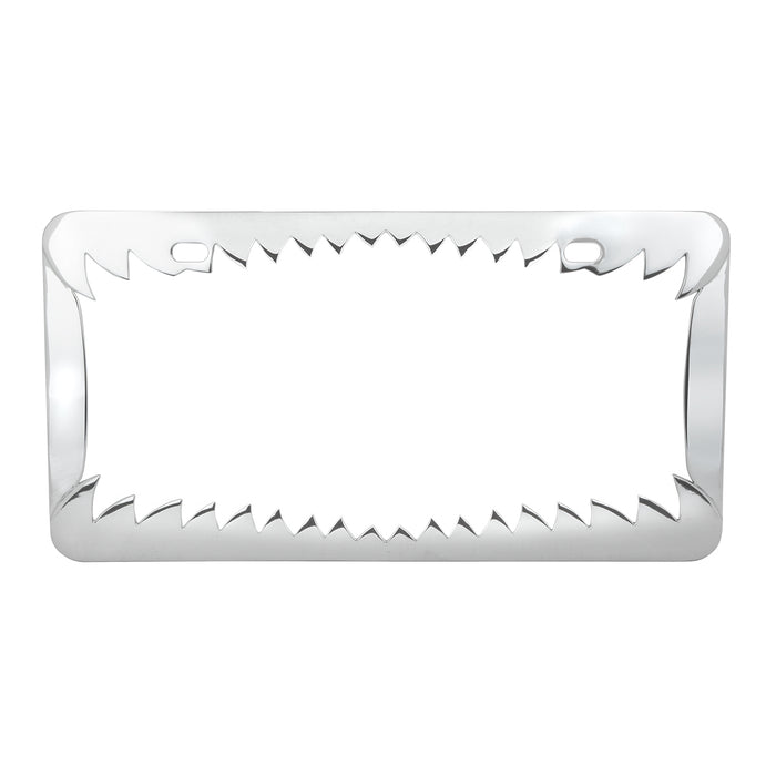 Chrome license plate frame w/shark teeth design
